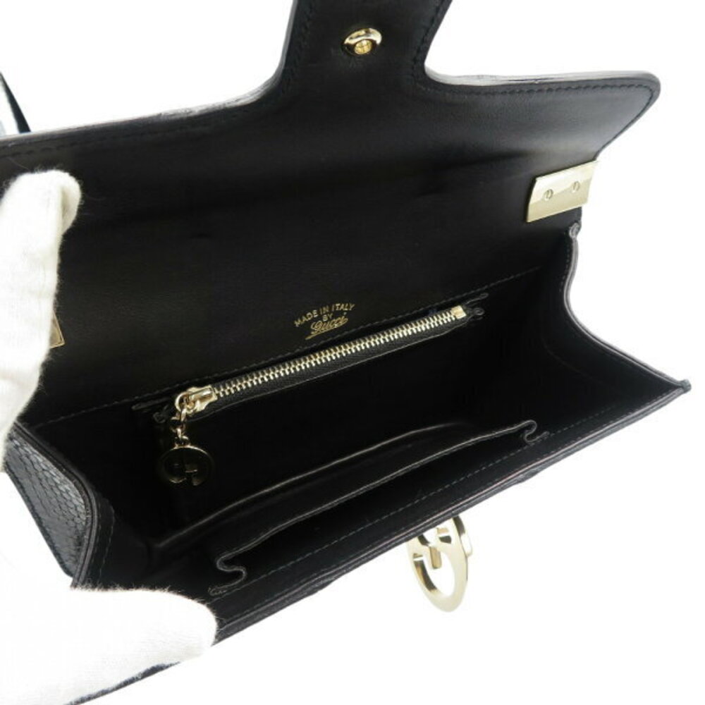 Gucci Python leather shoulder bag black chain - image 5